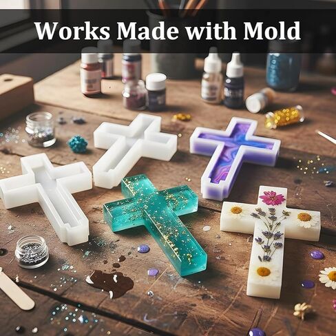 5'' Standing Cross Silicone Mold with Base, Crucifix Mold for Epoxy Resin Ideal for DIY Concrete Casting Clay Craft Wall Hanging Making Blessed Gifts in Saudi Arabia