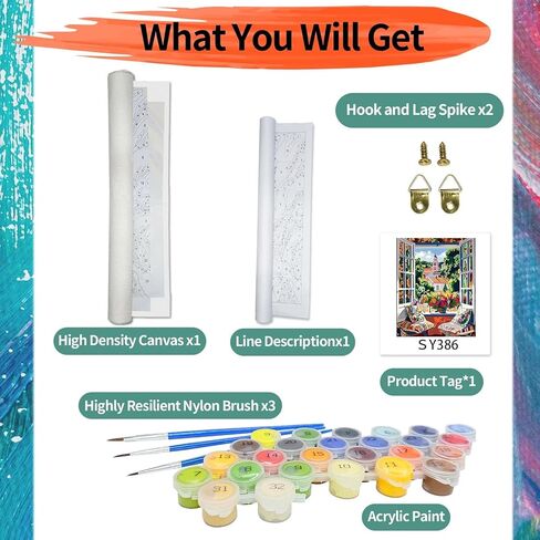 Paint by Numbers for Adult Kits, Windowsill DIY Oil Painting by Number Kits for Adults Beginners on Canvas for Home Wall Decor Christmas Birthday Gifts 40X50cm/16x20in (No Frame) in Saudi Arabia