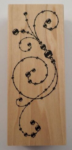 Beads & Scroll Swirls Inkadinkado Wooden Rubber Stamp 2" X 4.75" in Saudi Arabia