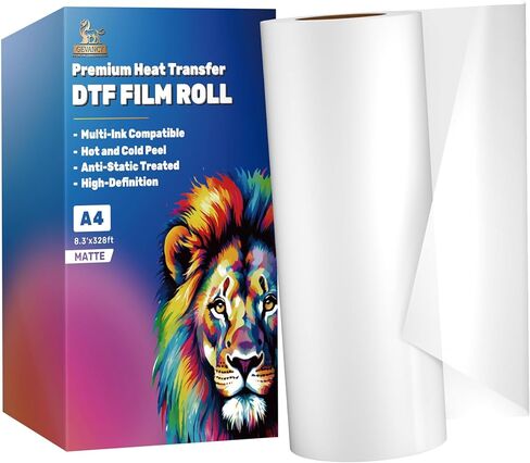 بكرة فيلم نقل DTF مقاس 13 بوصة × 328 قدمًا، فيلم A3+ PET، غير لامع، متوافق مع التقشير البارد والساخن، فيلم DTF مطلي مزدوج الجوانب لطابعة A3 DTF، R1390، M1630، XP600، L1800 (13 بوصة * 328 قدمًا غير لامع) in Kuwait