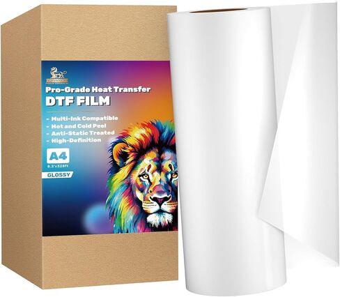 بكرة فيلم نقل DTF مقاس 13 بوصة × 328 قدمًا، فيلم A3+ PET، غير لامع، متوافق مع التقشير البارد والساخن، فيلم DTF مطلي مزدوج الجوانب لطابعة A3 DTF، R1390، M1630، XP600، L1800 (13 بوصة * 328 قدمًا غير لامع) in Kuwait