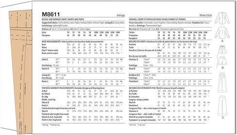 McCall's M8611AA Misses' Semi-Fitted Shirt, High-Rise Shorts and Pants Sewing Pattern Packet, Design Code M8611, Sizes 10-12-14-16-18 in Saudi Arabia