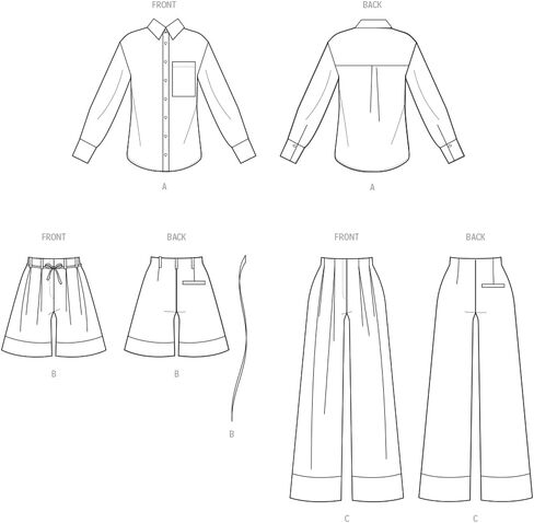 McCall's M8611AA Misses' Semi-Fitted Shirt, High-Rise Shorts and Pants Sewing Pattern Packet, Design Code M8611, Sizes 10-12-14-16-18 in Saudi Arabia