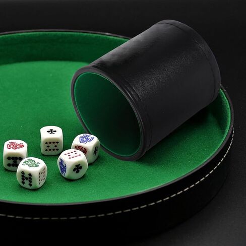 HEMOTON 1Set Leather Dice Shaking Cup with Lid for Parties Portable and Easy to Clean for Game Night and Entertainment with Felt Interior in Saudi Arabia