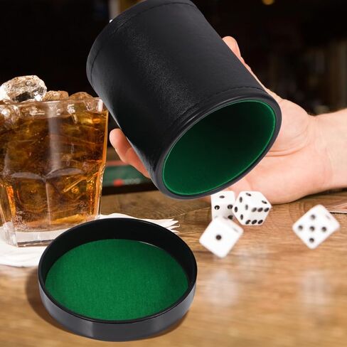 HEMOTON 1Set Leather Dice Shaking Cup with Lid for Parties Portable and Easy to Clean for Game Night and Entertainment with Felt Interior in Saudi Arabia