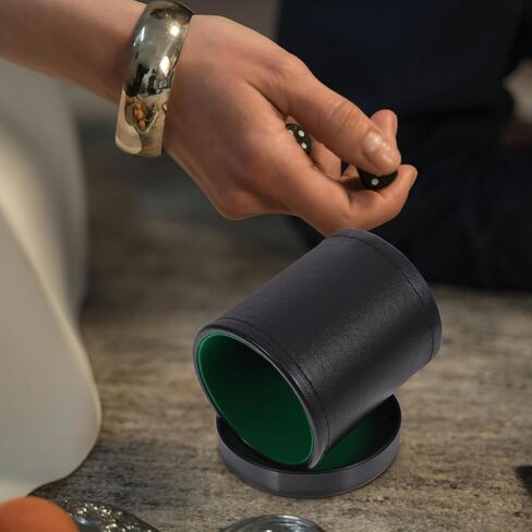 HEMOTON 1Set Leather Dice Shaking Cup with Lid for Parties Portable and Easy to Clean for Game Night and Entertainment with Felt Interior in Saudi Arabia