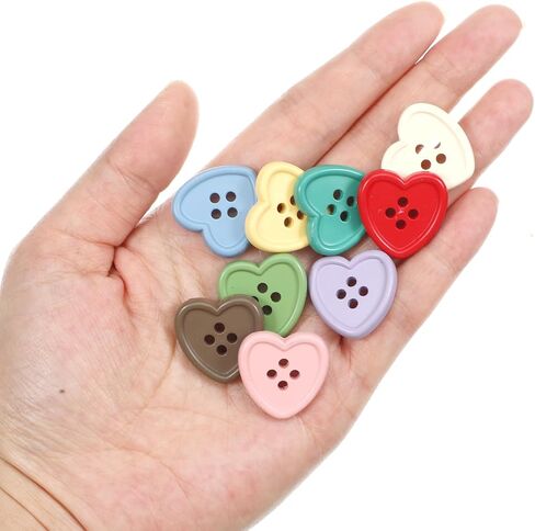 40 PCS Heart Buttons 0.9" Assorted Colorful Buttons Bulk Decorative Cute Heart Shaped Resin Button for Sewing Knitting Clothing Crafts, 8 Colors in Saudi Arabia