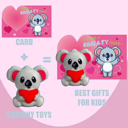 24Pcs Valentines Animal Squishy Toys, Valentines Day Gifts with Cards, Kids Party Favors, Galentines School Gift Exchange, Classroom Prizes, Candy Bag Stuffers in Saudi Arabia