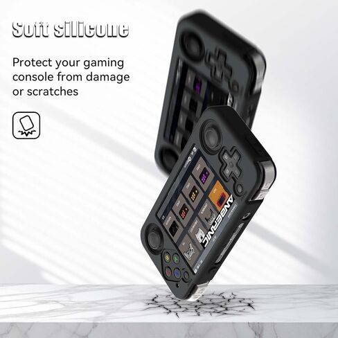 FIOPAZ for Anbernic RG35XX H Silicone Case, Soft Skin for RG35XXH Protective, Anti-Scratch Washable RG35xx H Handheld Game Console Case with Lanyard (Black) in Saudi Arabia