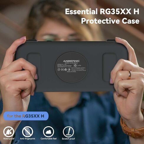 FIOPAZ for Anbernic RG35XX H Silicone Case, Soft Skin for RG35XXH Protective, Anti-Scratch Washable RG35xx H Handheld Game Console Case with Lanyard (Black) in Saudi Arabia