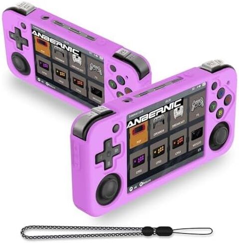 FIOPAZ for Anbernic RG35XX H Silicone Case, Soft Skin for RG35XXH Protective, Anti-Scratch Washable RG35xx H Handheld Game Console Case with Lanyard (Black) in Saudi Arabia