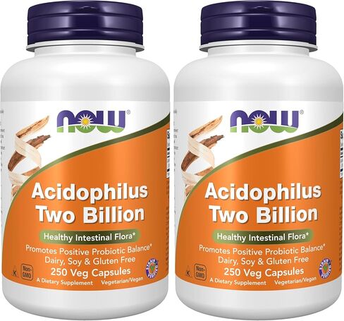 NOW Supplements, اسيدوفيلوس، 2 مليار، سلالة تم التحقق منها، نباتات معوية صحية*، 250 كبسولة نباتية in Saudi Arabia