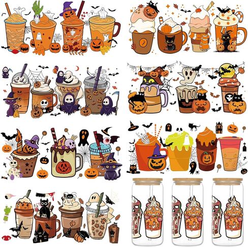UV DTF Transfer Cup Sticker - 8 Sheets Dinosaur Animal UV DTF Cup Wraps for 16 oz Glass Cups, Waterproof Dinosaur UV DTF Transfer Stickers, Personalized DIY Water Bottle Dino Decals Crafts Gifts in Saudi Arabia