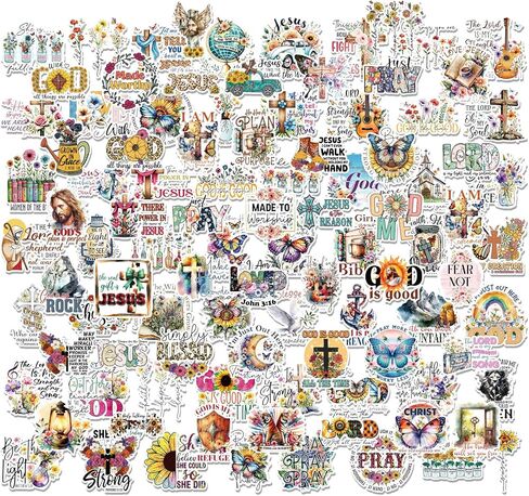 100 قطعة من الملصقات المسيحية الملهمة، ملصقات آية الكتاب المقدس الدينية لزجاجات المياه، ملصق الإيمان التحفيزي للنساء والرجال، دفتر قصاصات الكتاب المقدس، لوازم الكمبيوتر المحمول هدية in Kuwait