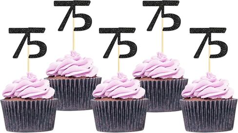 Sotpot 30 Pack Happy 50th Cupcake Toppers 50 Birthday Cake Decorations for 50th Birthday Wedding Anniversary Party Supplies Black Glitter in Saudi Arabia