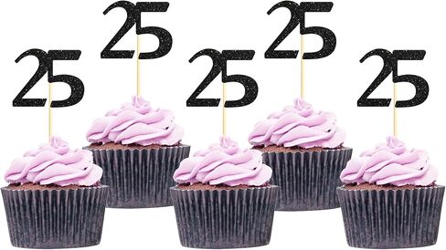 Sotpot 30 Pack Happy 50th Cupcake Toppers 50 Birthday Cake Decorations for 50th Birthday Wedding Anniversary Party Supplies Black Glitter in Saudi Arabia