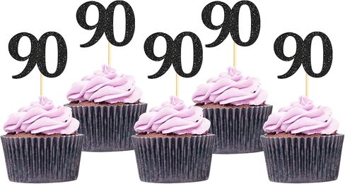 Sotpot 30 Pack Happy 50th Cupcake Toppers 50 Birthday Cake Decorations for 50th Birthday Wedding Anniversary Party Supplies Black Glitter in Saudi Arabia