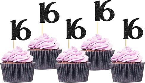 Sotpot 30 Pack Happy 50th Cupcake Toppers 50 Birthday Cake Decorations for 50th Birthday Wedding Anniversary Party Supplies Black Glitter in Saudi Arabia