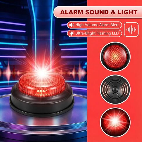 2pcs Red Alarm Sound Buttons Light Up and Sound Prank Buttons for Party Games Quiz Noise Maker in Saudi Arabia