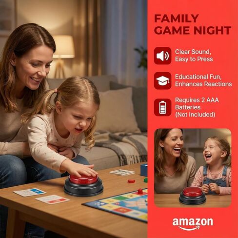 2pcs Red Alarm Sound Buttons Light Up and Sound Prank Buttons for Party Games Quiz Noise Maker in Saudi Arabia