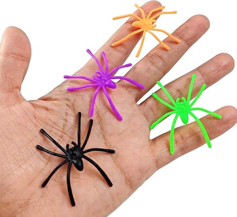 GXXMEI 200PCS Halloween Realistic Plastic Spiders 5 Colors Small Spider Toys Black Fake Spiders Prank Props for Halloween Home and Party Decorations (Multicolored) in Saudi Arabia