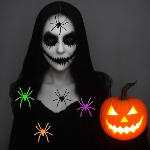 GXXMEI 200PCS Halloween Realistic Plastic Spiders 5 Colors Small Spider Toys Black Fake Spiders Prank Props for Halloween Home and Party Decorations (Multicolored) in Saudi Arabia