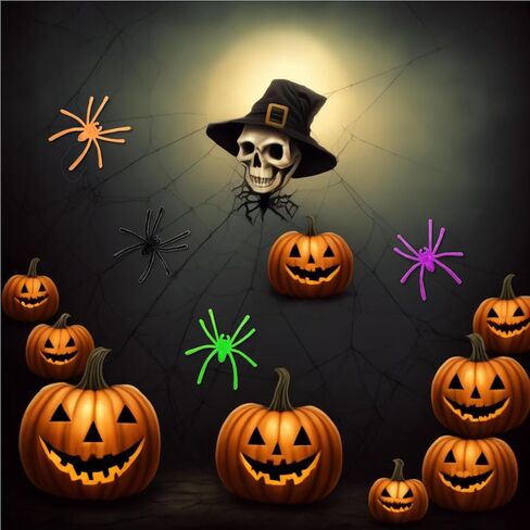 GXXMEI 200PCS Halloween Realistic Plastic Spiders 5 Colors Small Spider Toys Black Fake Spiders Prank Props for Halloween Home and Party Decorations (Multicolored) in Saudi Arabia