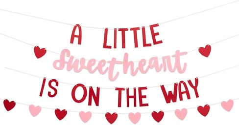 A Little Sweetheart is on the Way Banner, Pink and Red Heart Decoration, 80 Inch, Valentine's Day Baby Shower Gender Reveal Pregnancy Announcement in Saudi Arabia