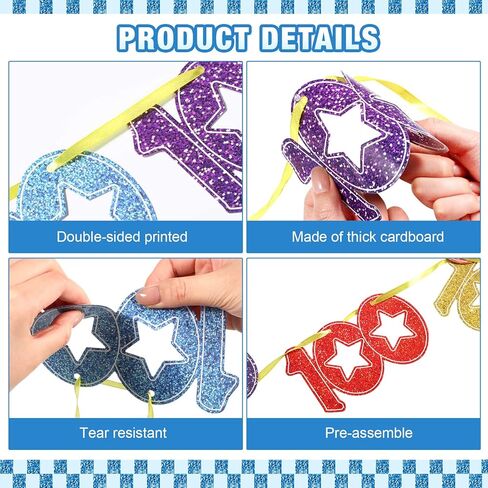 Faccito 5 Pcs 100 Days of School Banners 100th Day of School Decorations Colorful Number 100 Hanging Decorations Pre-Strung Happy 100 Garland Banners for Anniversary Celebration Wedding Supplies in Saudi Arabia
