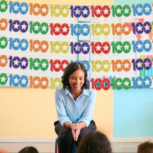 Faccito 5 Pcs 100 Days of School Banners 100th Day of School Decorations Colorful Number 100 Hanging Decorations Pre-Strung Happy 100 Garland Banners for Anniversary Celebration Wedding Supplies in Saudi Arabia