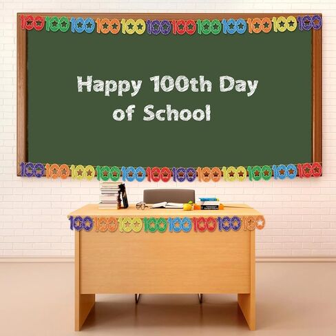 Faccito 5 Pcs 100 Days of School Banners 100th Day of School Decorations Colorful Number 100 Hanging Decorations Pre-Strung Happy 100 Garland Banners for Anniversary Celebration Wedding Supplies in Saudi Arabia