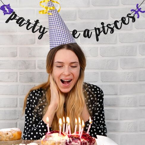 Party Like a Pisces Banner, February March Birthday Banner, Pisces Season Birthday Banner, Zodiac Birthday Banner, Birthday Decor for Pisces (Black) in Saudi Arabia