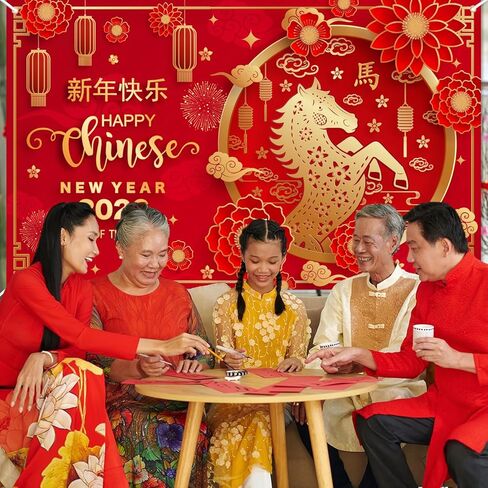 Chinese New Year Decorations - 72''x43'' Chinese New Year Banner backdrop, Year of The Horse 2026 Banner for Chinese Spring Festival Decorations in Saudi Arabia