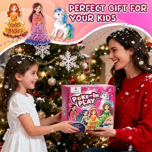 Zonfy Sun Poke-in Play DIY Poke Art Kit with 10 Colorful Figures, Mess-Free Crafts for Kids 4–8, Princess-Inspired Creative Toy, Great Birthday Gifts & Christmas Gifts for Girls in Saudi Arabia