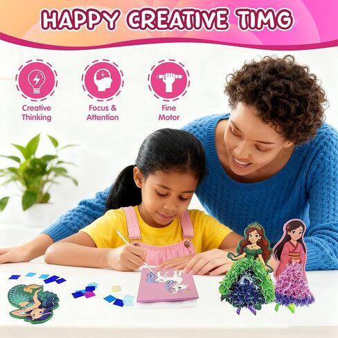 Zonfy Sun Poke-in Play DIY Poke Art Kit with 10 Colorful Figures, Mess-Free Crafts for Kids 4–8, Princess-Inspired Creative Toy, Great Birthday Gifts & Christmas Gifts for Girls in Saudi Arabia