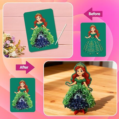Zonfy Sun Poke-in Play DIY Poke Art Kit with 10 Colorful Figures, Mess-Free Crafts for Kids 4–8, Princess-Inspired Creative Toy, Great Birthday Gifts & Christmas Gifts for Girls in Saudi Arabia