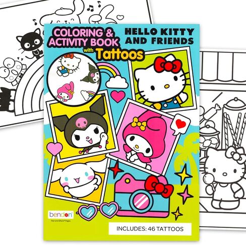 Hello Kitty and Friends Coloring Book with Tattoos for Kids 3-5 4-8 - Coloring Pages, Activities, Games | My Melody, Kuromi, Cinnamoroll | Hello Kitty Activity Book for Girls in Saudi Arabia