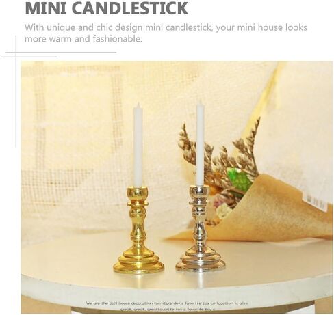 2Pcs Gold 1/12 Miniature Candle Holder Candlestick Dollhouse Accessories, DIY Micro Landscaping Decor in Saudi Arabia