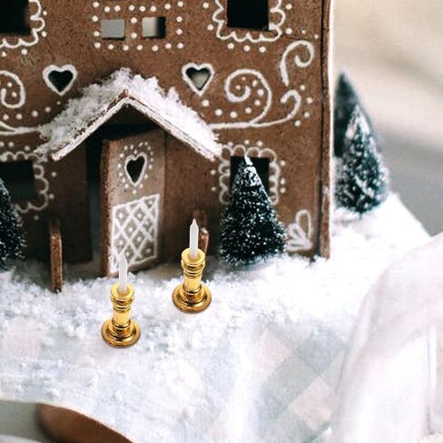 2Pcs Gold 1/12 Miniature Candle Holder Candlestick Dollhouse Accessories, DIY Micro Landscaping Decor in Saudi Arabia