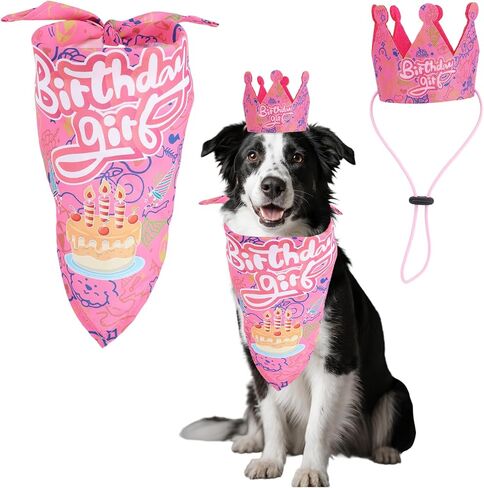 مجموعة باندانا وقبعة لعيد ميلاد الحيوانات الأليفة للكلاب والقطط، وشاح لحفلات الحيوانات الأليفة قابل للتعديل، فستان للكلاب، لوازم حفلات أعياد الميلاد، زينة لاحتفالات البنات والجراء والقطط in Kuwait