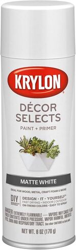 Krylon® Décor Selects Paint + Primer, Matte, White, 6 oz in Saudi Arabia