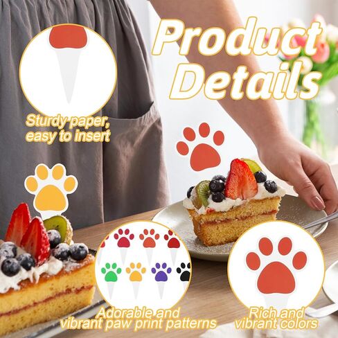 48 Pcs Paw Cake Topper, Dog Paw Cake Toppers Puppy, Birthday Cupcakes for Boys Girls Cats Dogs Birthday Party Supplies in Saudi Arabia
