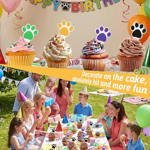 48 Pcs Paw Cake Topper, Dog Paw Cake Toppers Puppy, Birthday Cupcakes for Boys Girls Cats Dogs Birthday Party Supplies in Saudi Arabia