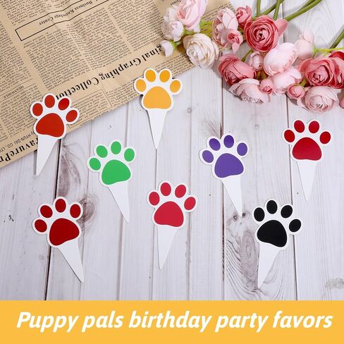 48 Pcs Paw Cake Topper, Dog Paw Cake Toppers Puppy, Birthday Cupcakes for Boys Girls Cats Dogs Birthday Party Supplies in Saudi Arabia