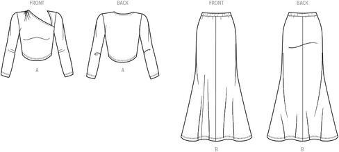 Simplicity SS3140K5 Misses' حزمة نمط الخياطة غير المتكافئة وتنورة حورية البحر من Mimi G Style، رمز التصميم S3140، الأحجام 8-10-12-14-16 in Kuwait