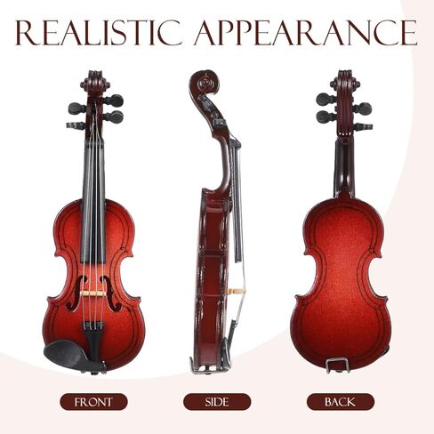 NUOBESTY Miniature Wood Violin Ornament with Rack Bow 3.54 Inch Tiny Violin Model for Dollhouse Decor and Photo Prop in Saudi Arabia