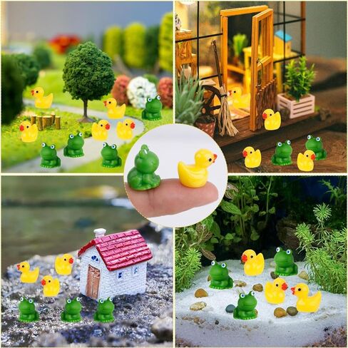 25 PCS Tiny Frogs 25 PCS Mini Resin Ducks Resin Miniature Animals for Micro Landscape Dollhouse Garden Decoration in Saudi Arabia