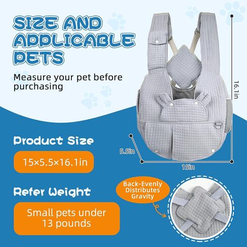 Carry Small Dogs and Cats for Versatile Pocket Portable Pet Front Backpack ，Reducing Back Pain, for outings,Travel, cat Sling Carrier,Grey in Kuwait