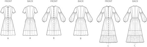 Simplicity SS3098H5 حزمة نمط خياطة فستان Misses' بأزرار أمامية، رمز التصميم S3098، الأحجام 6-8-10-12-14 in Kuwait