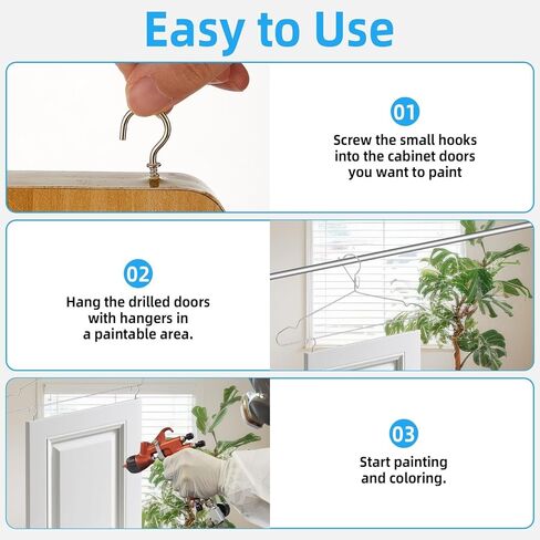 10 Pack Cabinet Door Painting Hanger with 50 Pcs Zinc Plated Metal Screw-in Cup Hooks 15.75 x 7.28 in Door Painting Brackets Paint Drying Rack Panels Rack for Cabinet Doors DIY Painter Tools in Saudi Arabia